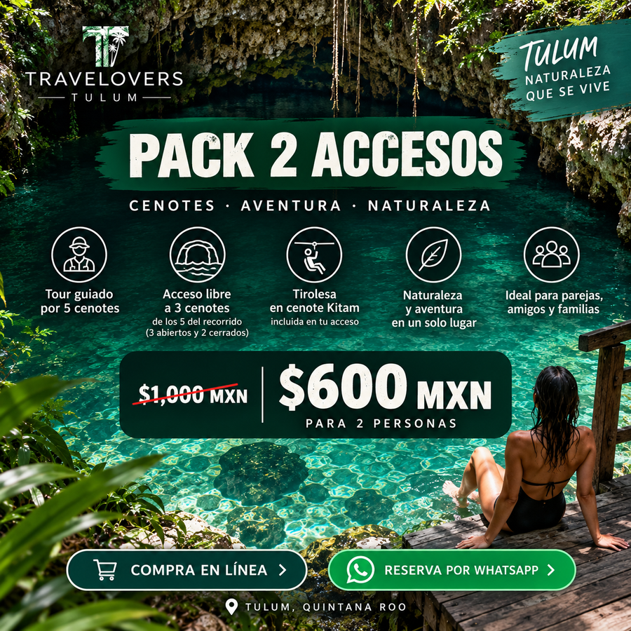 Pack 2 Tickets Cenotes Casa Tortuga
